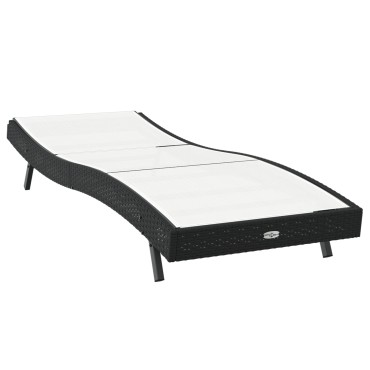 vidaXL Ξαπλώστρα Μαύρο και Λευκό 197x70x82cm συνθετικό ρατάν 1 τεμ.