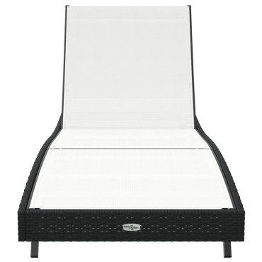 vidaXL Ξαπλώστρα Μαύρο και Λευκό 197x70x82cm συνθετικό ρατάν 1 τεμ.