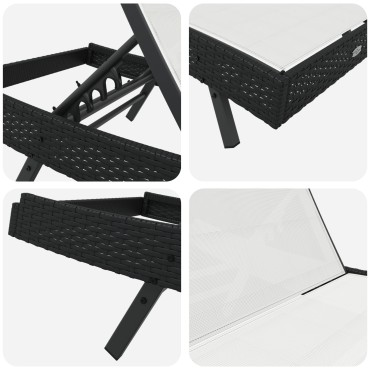 vidaXL Ξαπλώστρα Μαύρο και Λευκό 197x70x82cm συνθετικό ρατάν 1 τεμ.