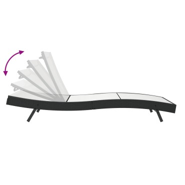 vidaXL Ξαπλώστρα Μαύρο και Λευκό 197x70x82cm συνθετικό ρατάν 1 τεμ.