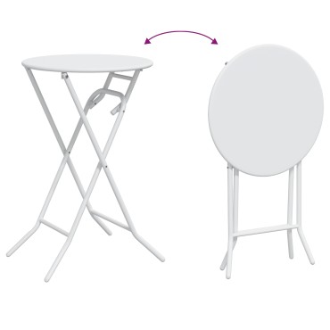 vidaXL Πτυσσόμενο Τραπέζι Κήπου Λευκό 50x72cm Ατσάλι 1 τεμ.