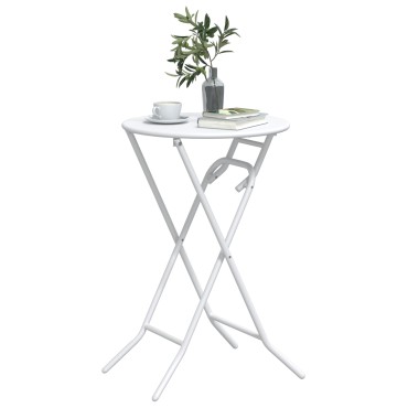 vidaXL Πτυσσόμενο Τραπέζι Κήπου Λευκό 50x72cm Ατσάλι 1 τεμ.