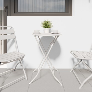 vidaXL Πτυσσόμενο Τραπέζι Κήπου Λευκό 50x72cm Ατσάλι 1 τεμ.