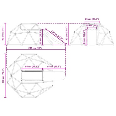 vidaXL Θόλος Αναρρίχησης Μπλε Ατσάλι
