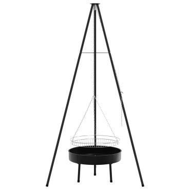 vidaXL Τρίποδο Μαγειρέματος Με Grill Grate Και Τηγάνι Φωτιάς 170 εκ.