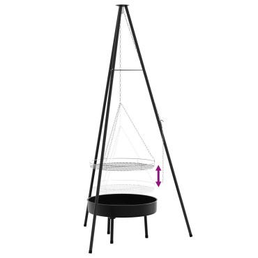 vidaXL Τρίποδο Μαγειρέματος Με Grill Grate Και Τηγάνι Φωτιάς 170 εκ.