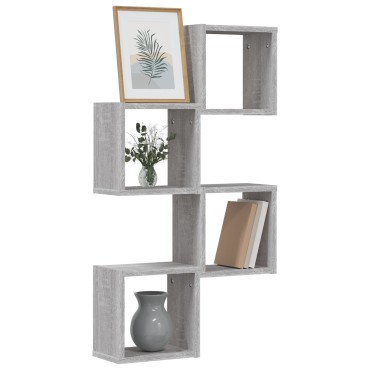 vidaXL Floating Ράφια Γκρι σονομά MDF Μεσαία Επιτοίχια Floating Ράφια