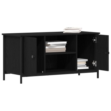 vidaXL Ράφι Τηλεόρασης Μαύρο Δρύινο 100x40x50cm Κατασκευασμένο από Ξύλο και Χάλυβα