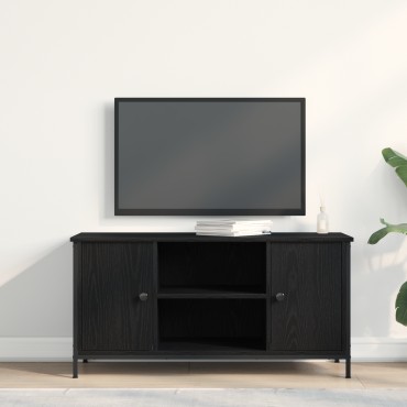 vidaXL Ράφι Τηλεόρασης Μαύρο Δρύινο 100x40x50cm Κατασκευασμένο από Ξύλο και Χάλυβα