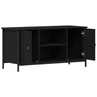 vidaXL Ράφι Τηλεόρασης Μαύρο Δρύινο 100x40x50cm Κατασκευασμένο από Ξύλο και Χάλυβα