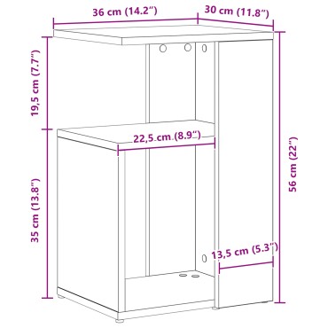 vidaXL Τραπέζι πλευράς Μαύρο Δρυς 36x30x56cm Επεξεργασμένο ξύλο 1 τεμ.