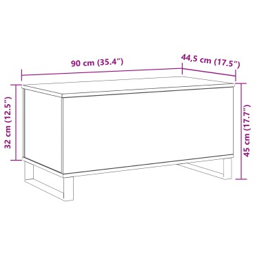 vidaXL Τραπεζάκι Καφέ Μαύρης Βελανιδιάς 90x44.5x45cm Επεξεργασμένο Ξύλο 1 τεμ.
