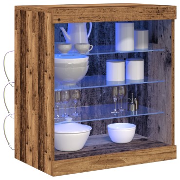 vidaXL Σκαμπό με LED Φώτα Παλιού Ξύλου 60,5x37x67cm 1 τεμ.