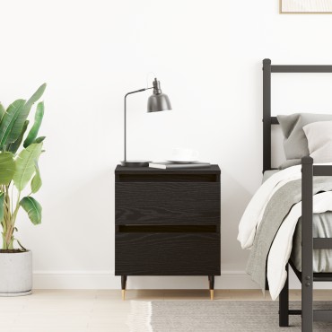 vidaXL Κομοδίνο Μαύρο Δρυς 40x35x50cm Κατασκευασμένο ξύλο 1 τεμ.