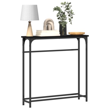 vidaXL Κονσόλα Μαύρη Δρυς 75x19,5x75cm Επεξεργασμένου Ξύλου 1 τεμ.