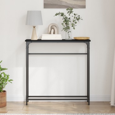 vidaXL Κονσόλα Μαύρη Δρυς 75x19,5x75cm Επεξεργασμένου Ξύλου 1 τεμ.