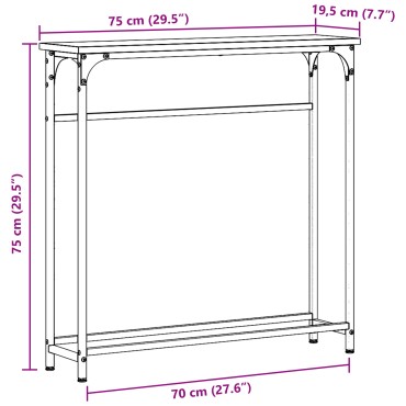 vidaXL Κονσόλα Μαύρη Δρυς 75x19,5x75cm Επεξεργασμένου Ξύλου 1 τεμ.
