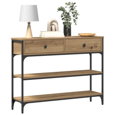 vidaXL Τραπέζι Συγκέντρωσης Δρυός 100x25x75cm Επεξεργασμένο Ξύλο & Χάλυβας 1 τεμ.