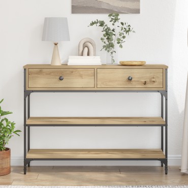 vidaXL Τραπέζι Συγκέντρωσης Δρυός 100x25x75cm Επεξεργασμένο Ξύλο & Χάλυβας 1 τεμ.