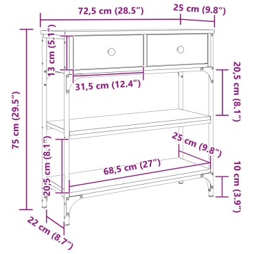vidaXL Τραπέζι κονσόλας με συρτάρι Artisan Oak 72.5x25x75cm 1 τεμ.