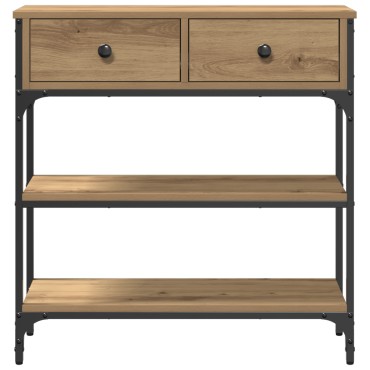 vidaXL Κονσόλα Οξιά 72,5x25x75cm Ξύλο Μηχανικής Κατασκευής & Χάλυβας 1 τεμ.