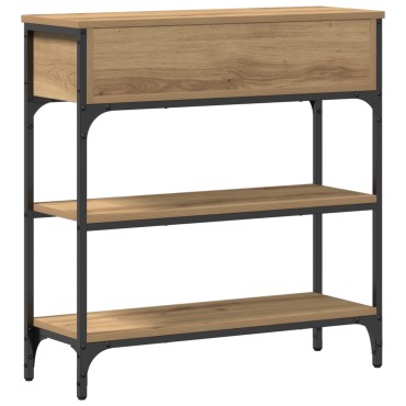 vidaXL Κονσόλα Οξιά 72,5x25x75cm Ξύλο Μηχανικής Κατασκευής & Χάλυβας 1 τεμ.