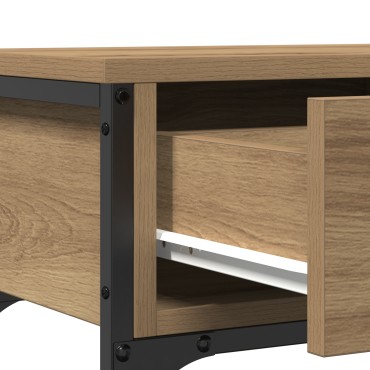 vidaXL Κονσόλα Οξιά 72,5x25x75cm Ξύλο Μηχανικής Κατασκευής & Χάλυβας 1 τεμ.
