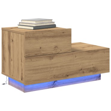 vidaXL Κομοδίνο με φώτα LED σε Artisan Oak 100x36x49 εκ 1 τεμ.