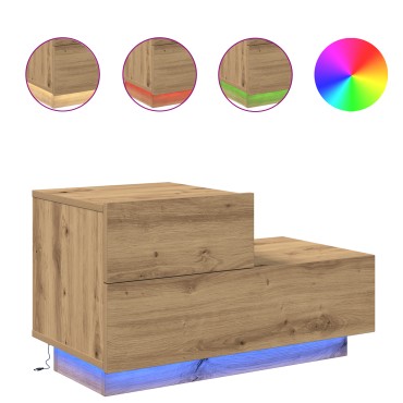 vidaXL Κομοδίνο με φώτα LED σε Artisan Oak 100x36x49 εκ 1 τεμ.