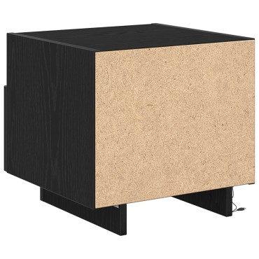 κομοδίνο vidaXL με LED φώτα Μαύρο Δρυς 40x39x37cm 1 τεμ.