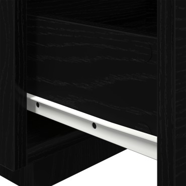 κομοδίνο vidaXL με LED φώτα Μαύρο Δρυς 40x39x37cm 1 τεμ.
