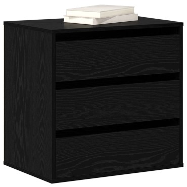 vidaXL Ντουλάπι με Συρτάρια 3-Συρτάρι Μαύρο 61x41x58 εκ 1 τεμ.