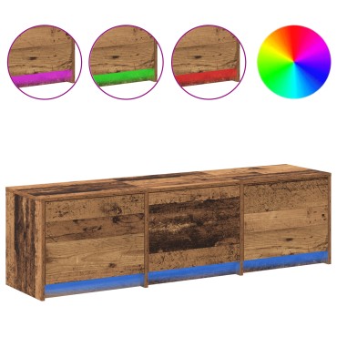 vidaXL Ντουλάπι τηλεόρασης με LED παλιό ξύλο 140x34x40cm κατασκευασμένο ξύλο