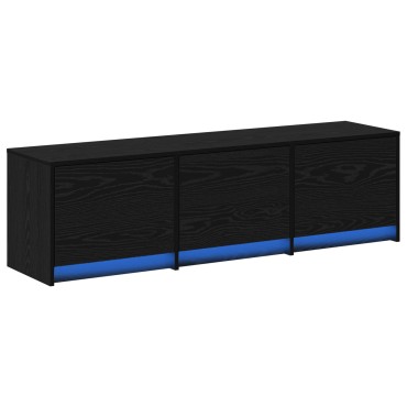 vidaXL TV Cabinet με LED Μαύρη Βελανιδιά 140x34x40cm Επεξεργασμένο Ξύλο