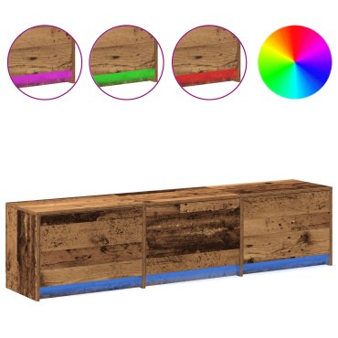 vidaXL Ντουλάπι τηλεόρασης με LED Παλιό ξύλο 162.5x34x40cm Μηχανικά ξύλου