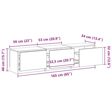 vidaXL Κιβώτιο τηλεόρασης με LED Δρυού 165x34x40cm Επεξεργασμένο Ξύλο