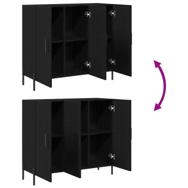 vidaXL Συρταριέρα Μαύρης Δρυς 90x34x80cm Από Επεξεργασμένο Ξύλο 1 τεμ.