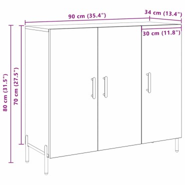 vidaXL Πλαϊνό γραφείο Μαύρη Οξυά 90x34x80cm Επεξεργασμένο Ξύλο 1 τεμ.