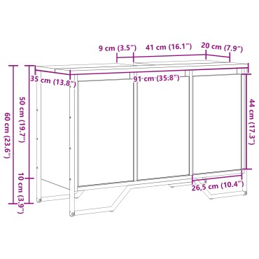 vidaXL Ντουλάπι Νιπτήρα Παλαιό Ξύλο 91x35x60cm Μοριοσανίδα 1 τεμ.