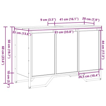 vidaXL Ντουλάπα Νιπτήρα Mπάνιου Artisan Oak 91x35x60 εκ 1 τεμ.