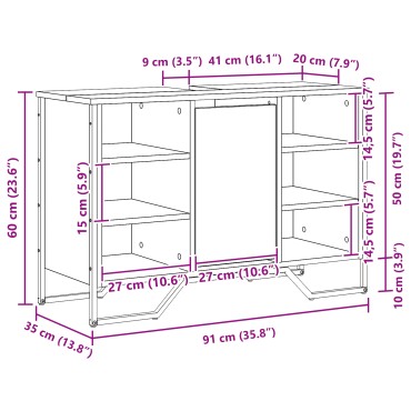 vidaXL ντουλάπι νιπτήρα Παλιό ξύλο 91x35x60cm Από στερεό ξύλο