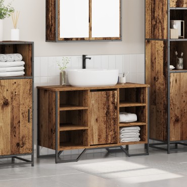 vidaXL ντουλάπι νιπτήρα Παλιό ξύλο 91x35x60cm Από στερεό ξύλο