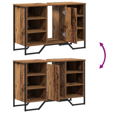 vidaXL ντουλάπι νιπτήρα Παλιό ξύλο 91x35x60cm Από στερεό ξύλο