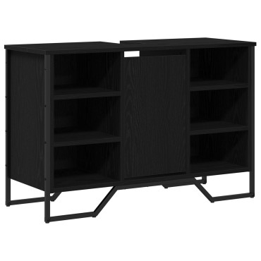 vidaXL Ντουλάπα Νιπτήρα Mπάνιου Μαύρη Οξυά 91x35x60 εκ 1 τεμ.