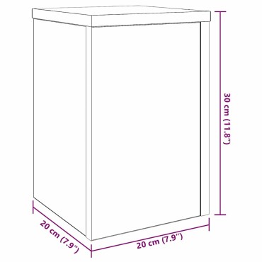 vidaXL Βάση φυτών 2 τεμ. Μαύρη Δρυς 20 x 20 x 30 cm Επεξεργασμένο Ξύλο