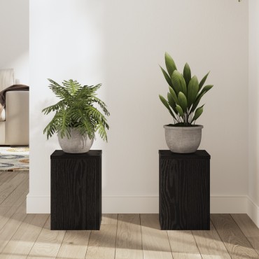 vidaXL Βάση φυτών 2 τεμ. Μαύρη Δρυς 20 x 20 x 30 cm Επεξεργασμένο Ξύλο