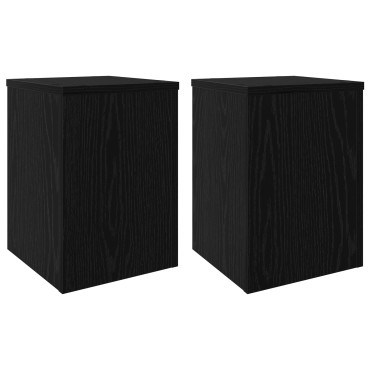 vidaXL Βάσεις Φυτών 2 τεμ Μαύρη Δρυς 25x25x35 εκ Επεξεργασμένο Ξύλο
