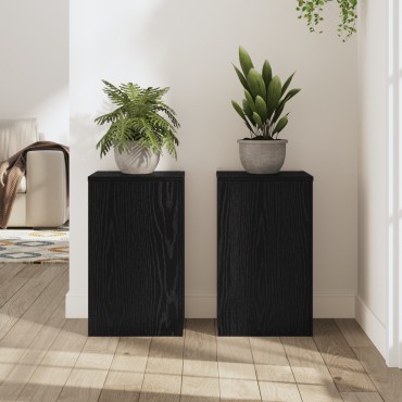 vidaXL Βάση φυτών 2 τεμ. Μαύρη Δρυς 30 x 30 x 50 cm Επεξεργασμένο Ξύλο