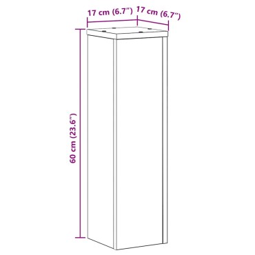 vidaXL Βάση φυτών 2 τμχ. Μαύρη Οξυά 17 x 17 x 60 cm Επεξεργασμένο Ξύλο