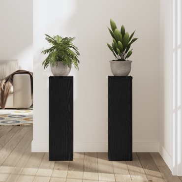 vidaXL Βάση φυτών 2 τμχ. Μαύρη Οξυά 17 x 17 x 60 cm Επεξεργασμένο Ξύλο